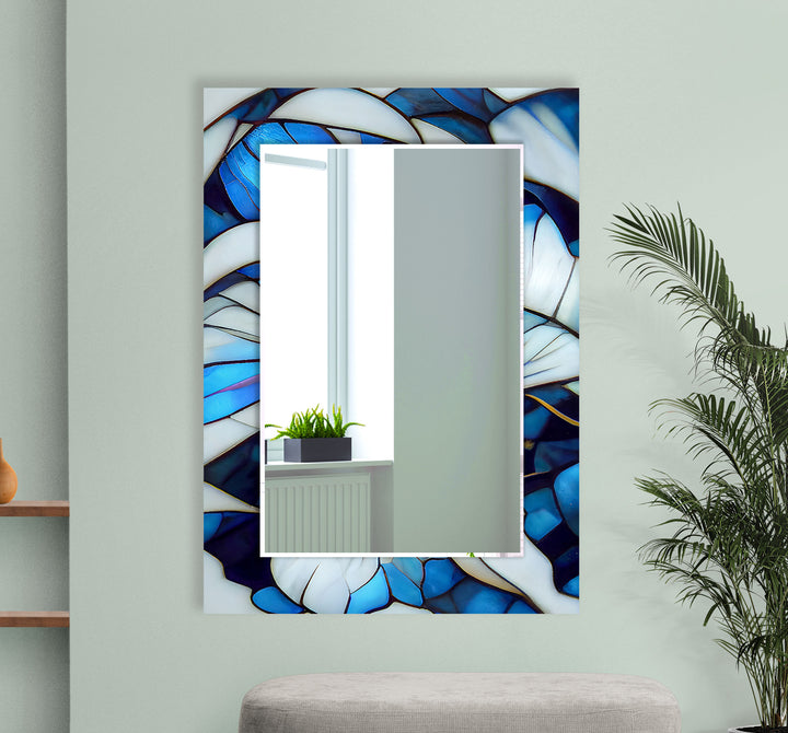 Stained White Flower Wall Mirror wall decorative mirror
