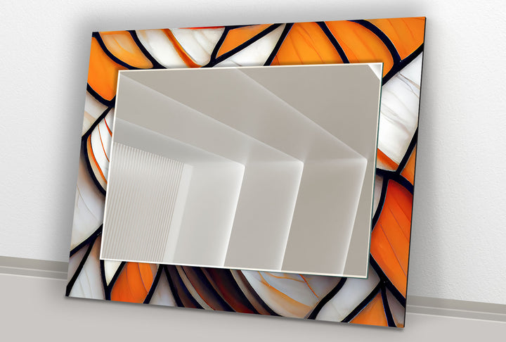 Stained Orange and White Wall Mirror Wood Mirror
