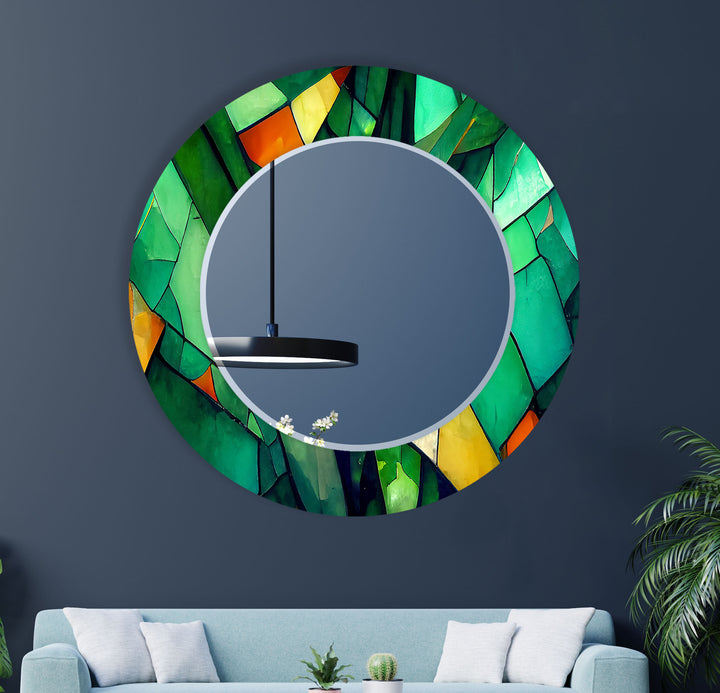 Green Stained Wall Mirror wall decorative mirror
