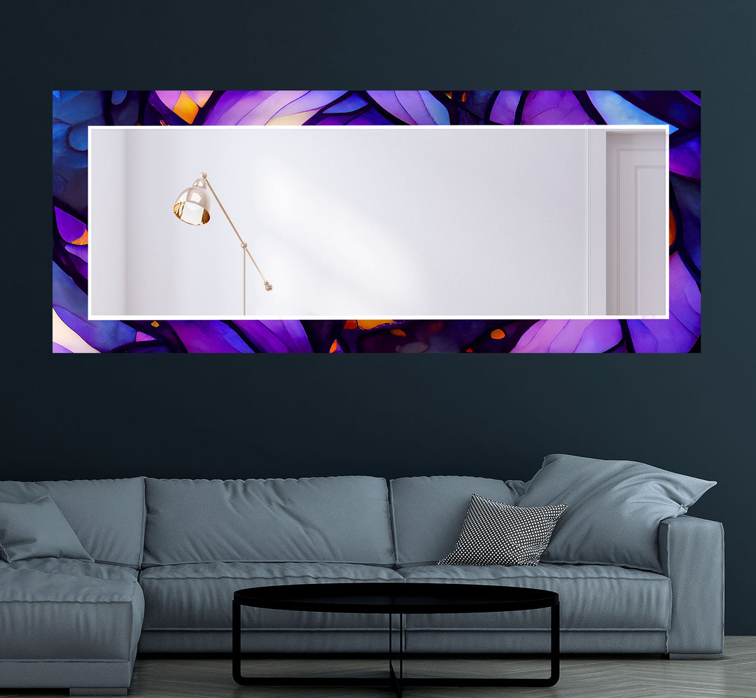 Purple Stained Flower Wall Mirror mirrors in black
