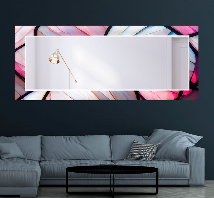 Abstract Pink Lines Wall Mirror