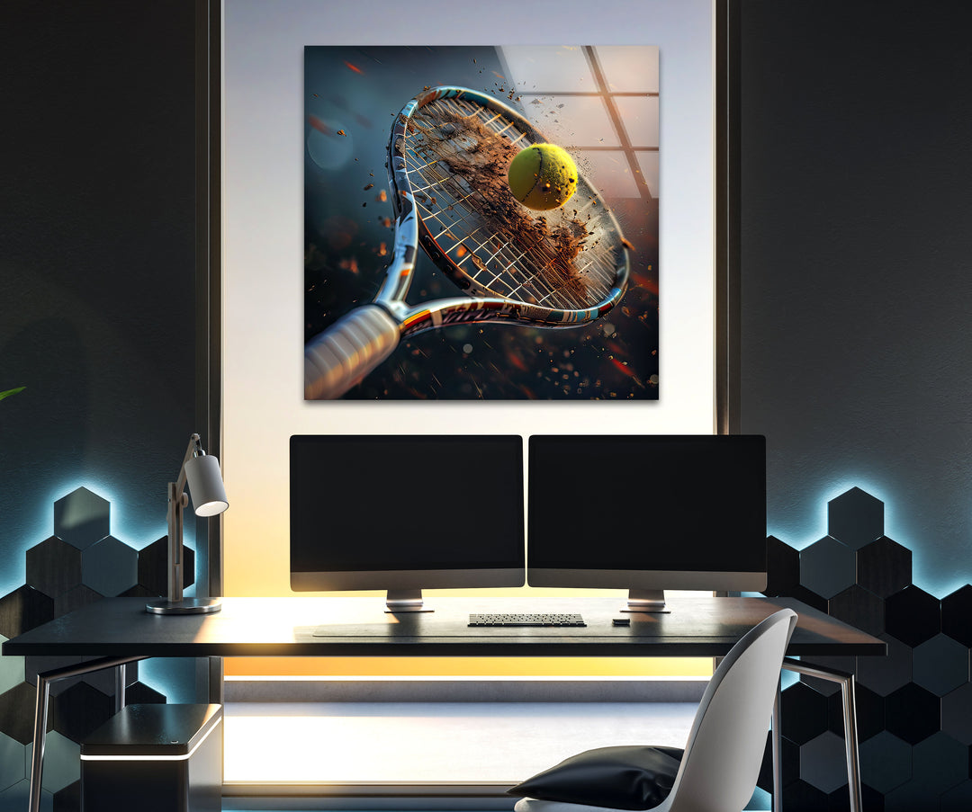 Tennis Racket & Ball Glass Wall Art glass image printing, glass prints from photos
