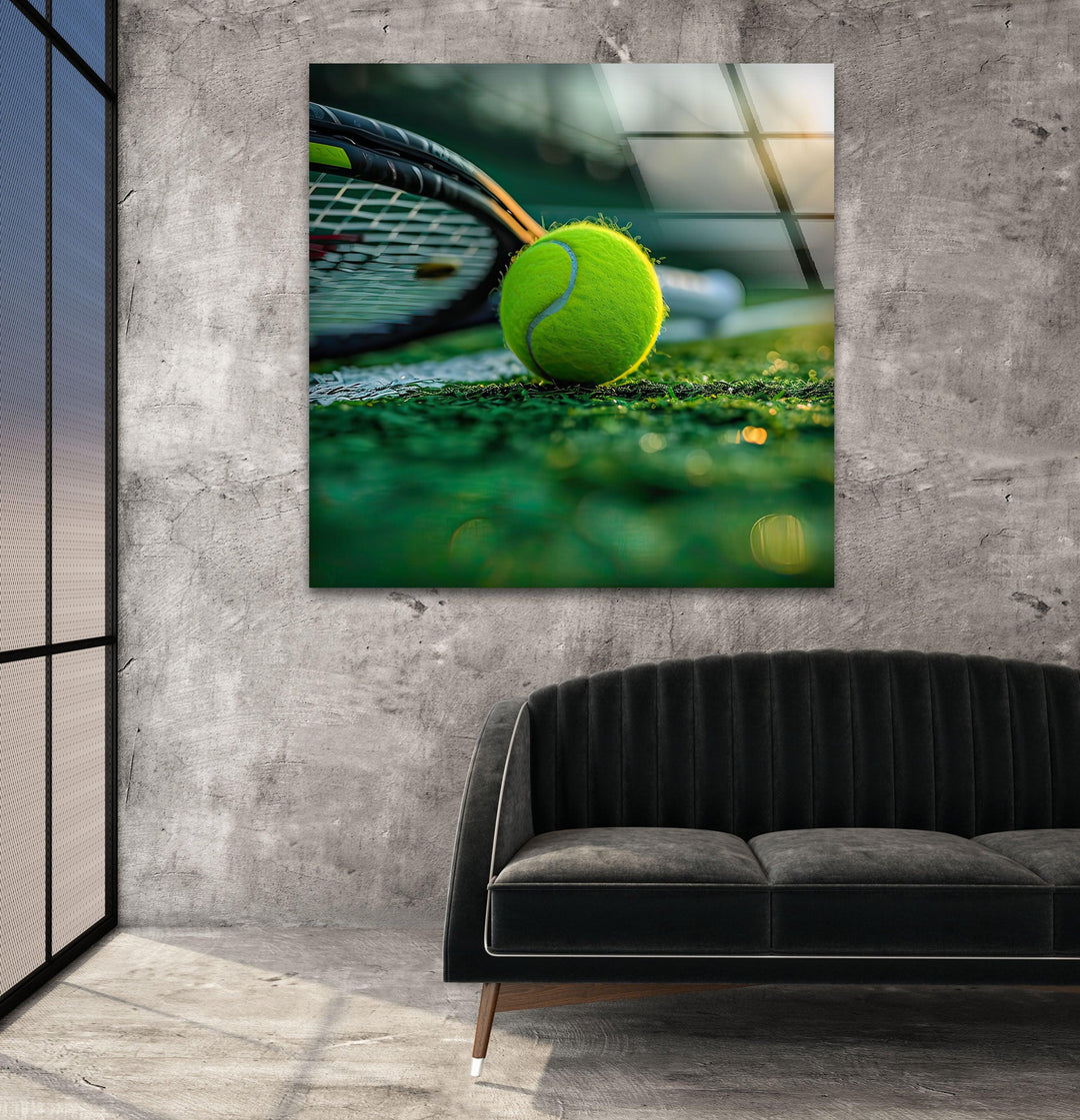 Tennis Ball & Racket Glass Wall Art glass photo prints, glass picture prints
