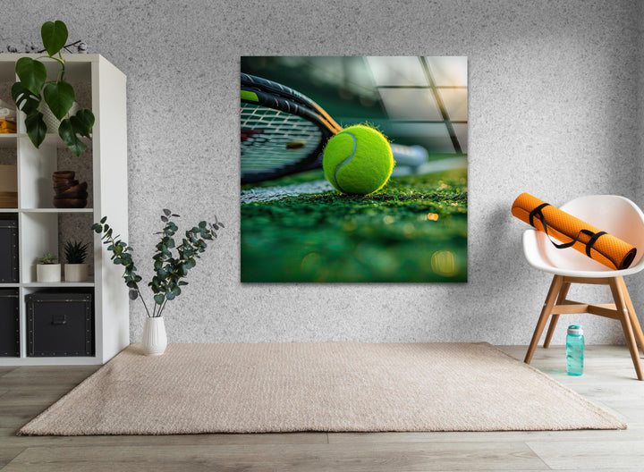 Tennis Ball & Racket Glass Wall Art glass image printing, glass prints from photos
