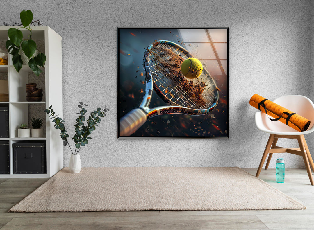 Tennis Racket & Ball Glass Wall Art glass photo prints, glass picture prints
