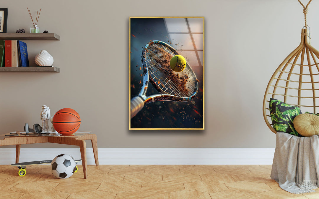 Tennis Racket & Ball Glass Wall Art large glass photo prints, glass wall photos
