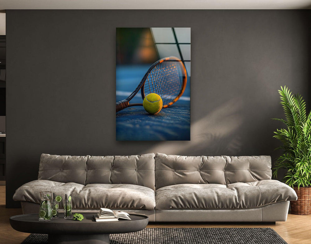 Tennis Racket & Ball Glass Wall Art art glass wall art, glass wall art pictures
