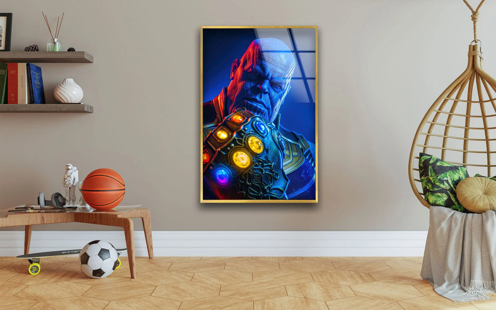 Thanos Infinity Gauntlet Glass Wall Art, picture on glass wall art, photos printed on glass