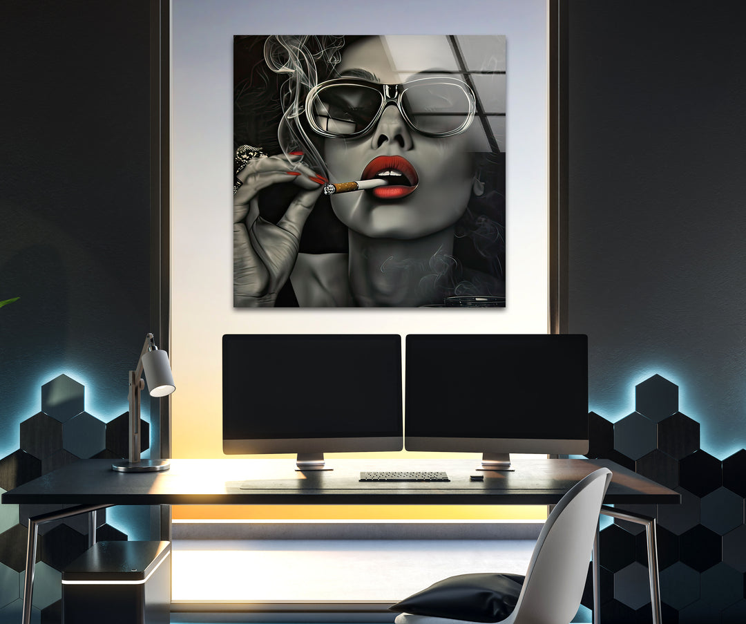 The Lady in Glasses Glass Wall Art glass pictures for Wall, glass prints wall art
