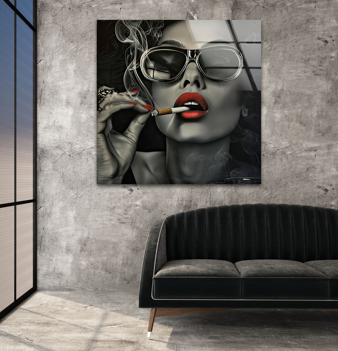 The Lady in Glasses Glass Wall Art glass photo prints, glass picture prints
