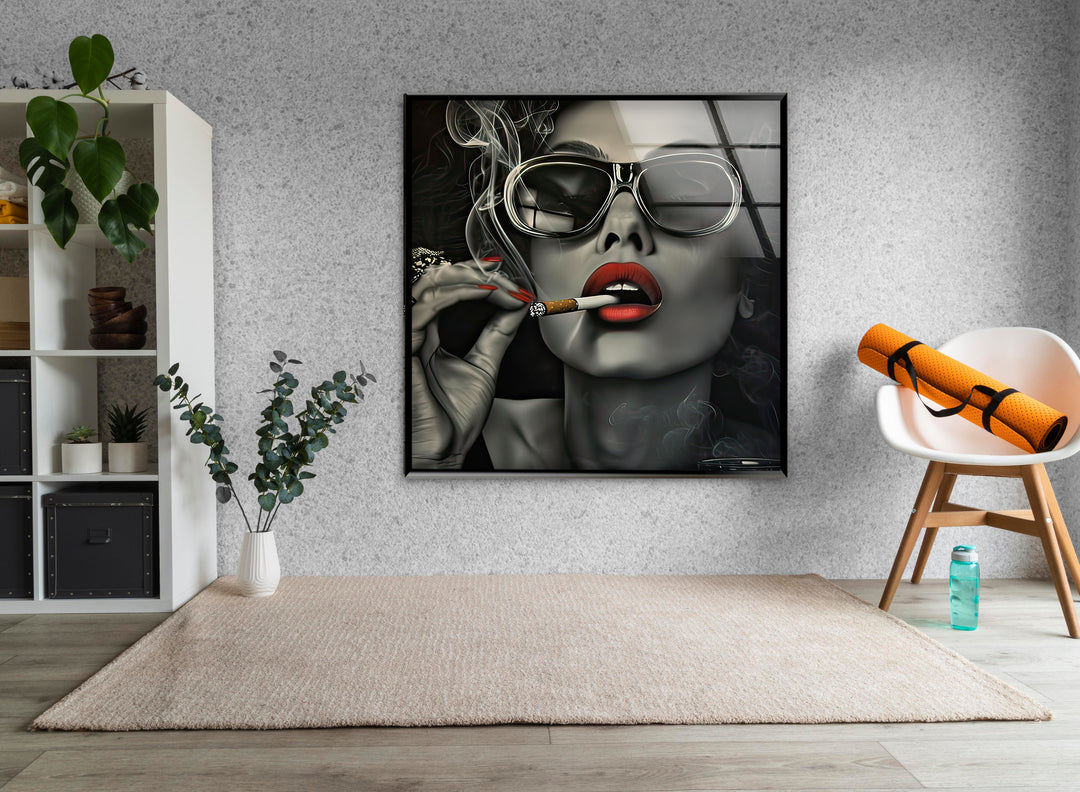 The Lady in Glasses Glass Wall Art glass image printing, glass prints from photos
