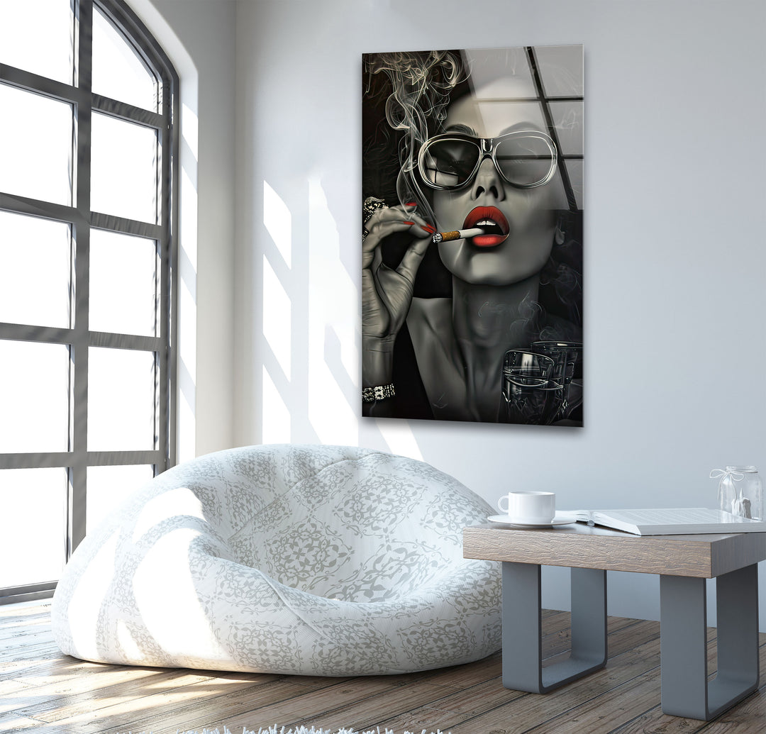 The Lady in Glasses Glass Wall Art print on glass, glass printed photos
