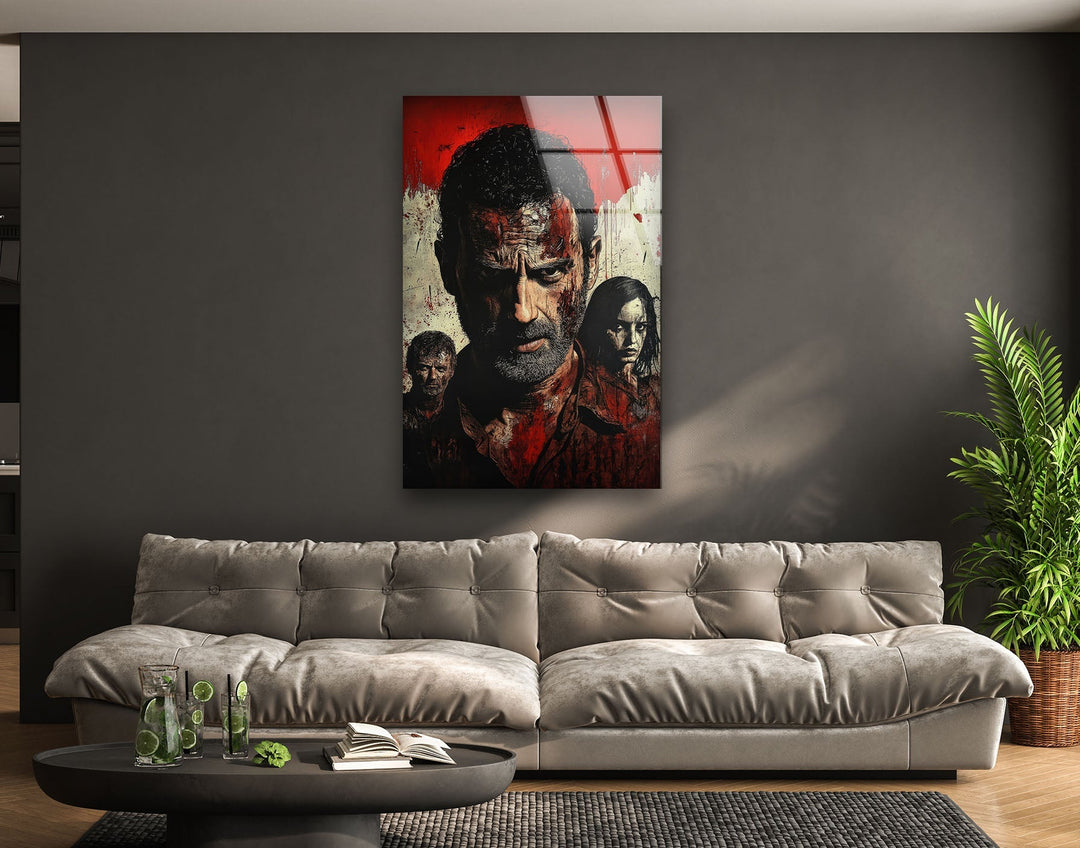 The Walking Dead Portrait Glass Wall Art print picture on glass, Tempered Glass Wall Art
