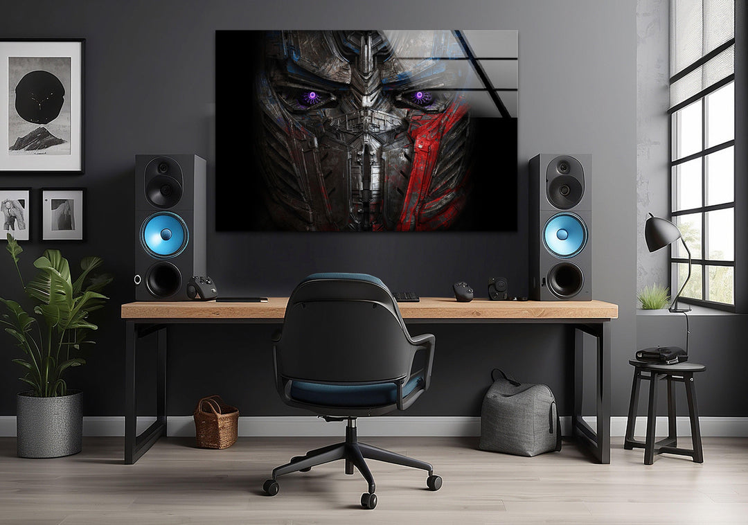 Transformers Optimus Prime Face Glass Wall Art