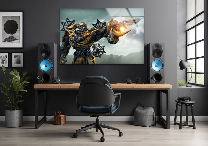 Transformers Bumblebee Glass Art for the Wall