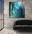 Underwater Atlantis Temple Glass Wall Art glass art painting, glass art for the Wall
