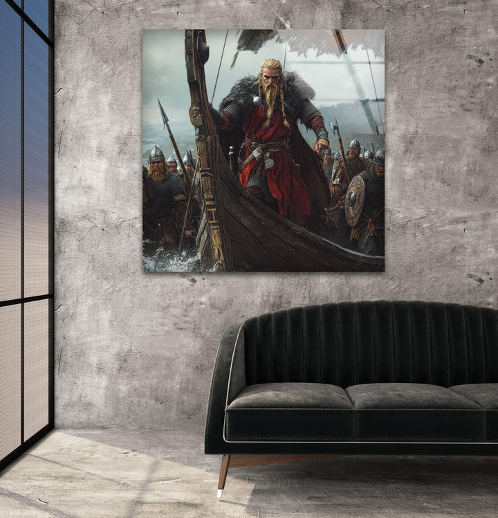 Vikings Valhalla War Glass Wall Art glass image printing, glass prints from photos
