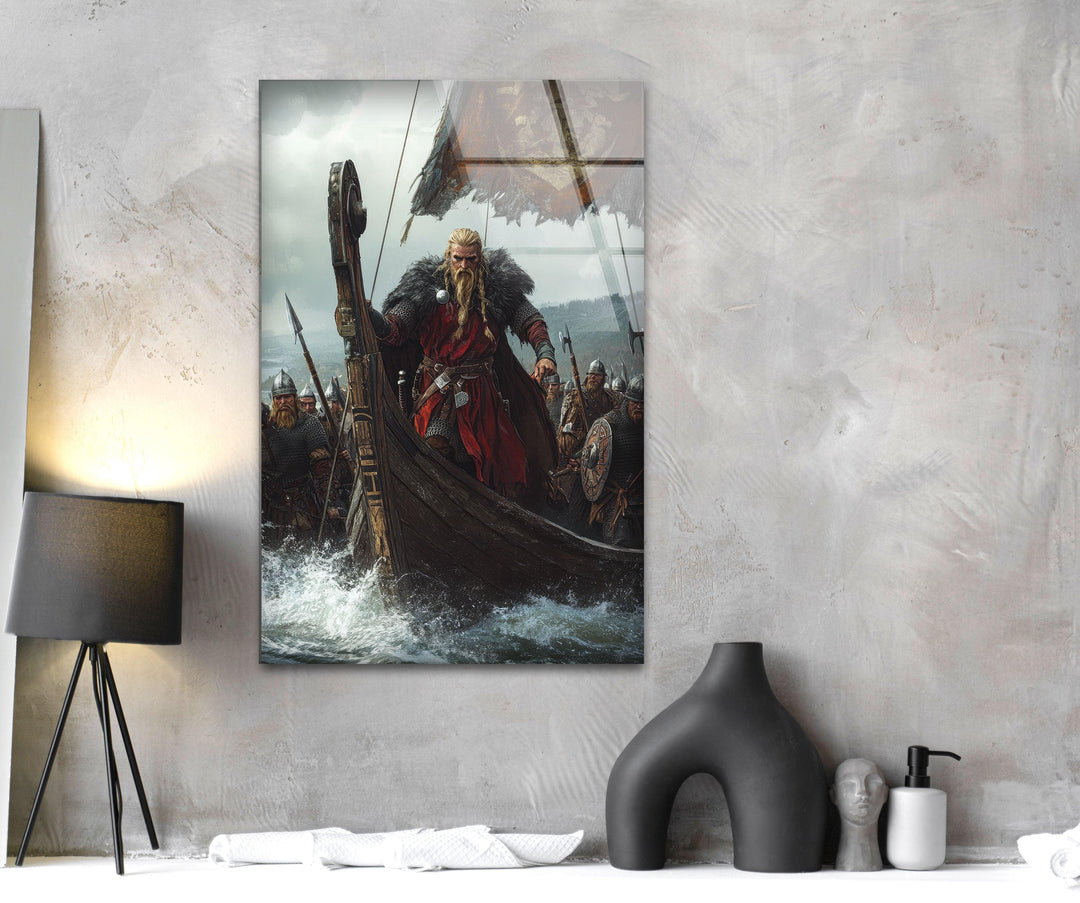 Vikings Valhalla War Glass Wall Art custom glass photo prints, large glass prints
