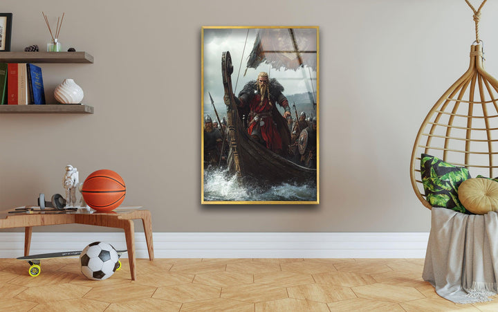 Vikings Valhalla War Glass Wall Art picture on glass wall art, photos printed on glass
