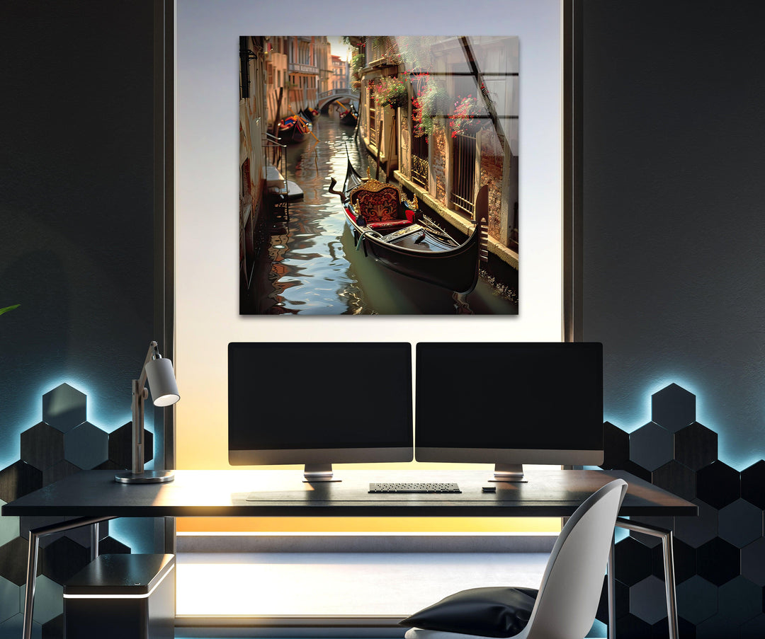 Venice & Boat Glass Wall Art custom glass photo prints, large glass prints
v