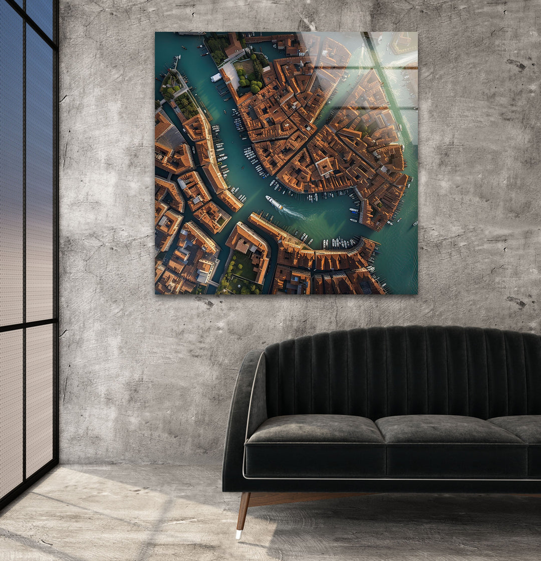 Venice Bird's Eye View Glass Wall Art Glass Printing Wall Art, Print photos on glass
