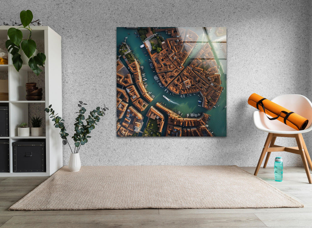 Venice Bird's Eye View Glass Wall Art glass photo prints, glass picture prints
