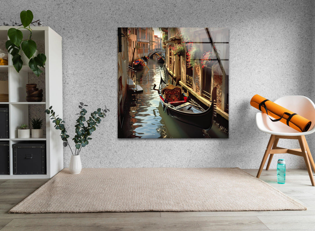 Venice & Boat Glass Wall Art large glass photo prints, glass wall photos
