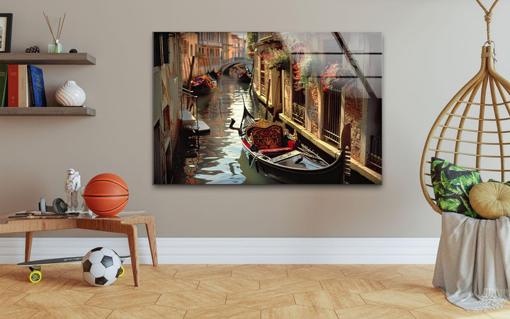 Venice & Boat Glass Wall Art glass wall decor, glass wall art decor
