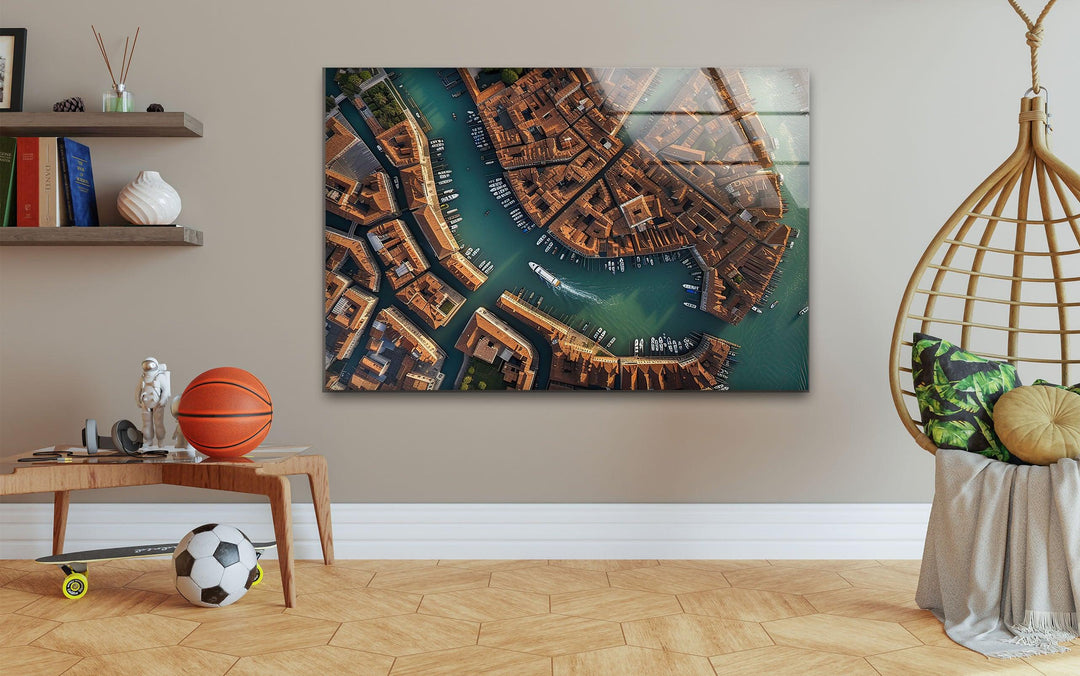 Venice Bird's Eye View Glass Wall Art large glass photo prints, glass wall photos
