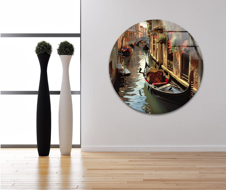 Venice & Boat Glass Wall Art glass art painting, glass art for the Wall
