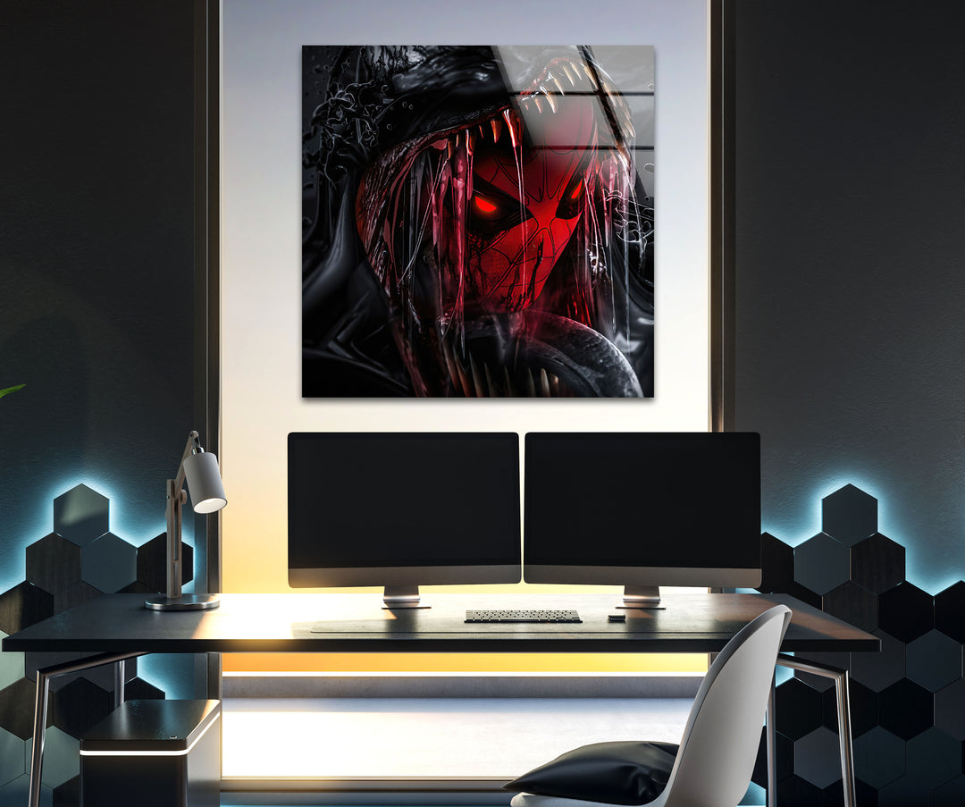 Venom Comic Spider Man Vibrant Glass Print Wall Art Pieces