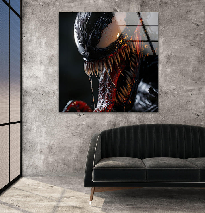 Venom Screaming Glass Wall Art print on glass, glass printed photos
