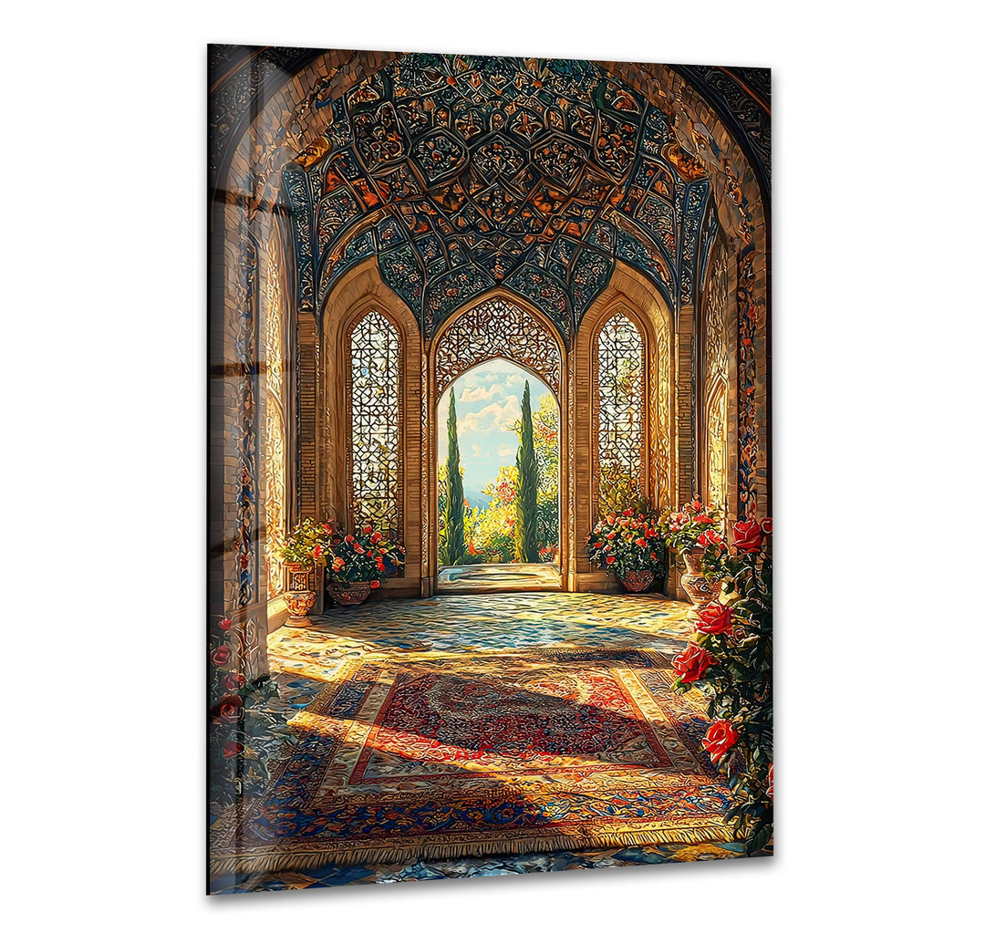 Vibrant Scene Inspired By Tradit Glass Wall Art print picture on glass, Tempered Glass Wall Art
