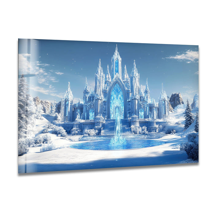 Snowy Beauty Castle Glass Wall Art print picture on glass, Tempered Glass Wall Art
