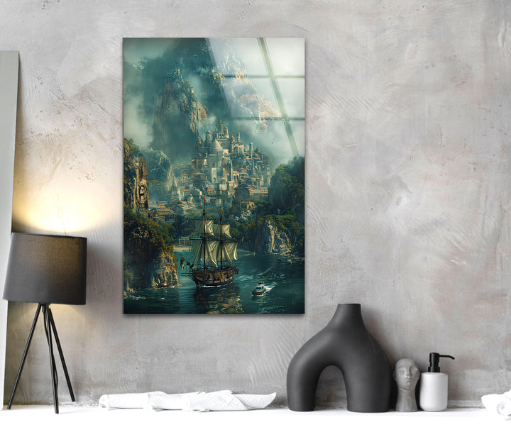 Old Castle Landscape Glass Wall Art