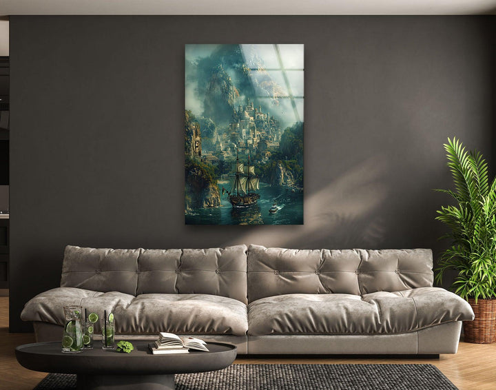 Old Castle Landscape Glass Wall Art