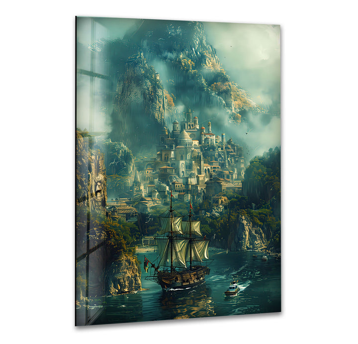 Old Castle Landscape Glass Wall Art