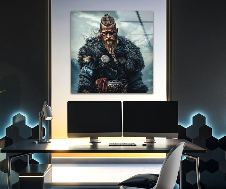 Vikings Ragnar Glass Wall Art, large glass photo prints, glass wall photos