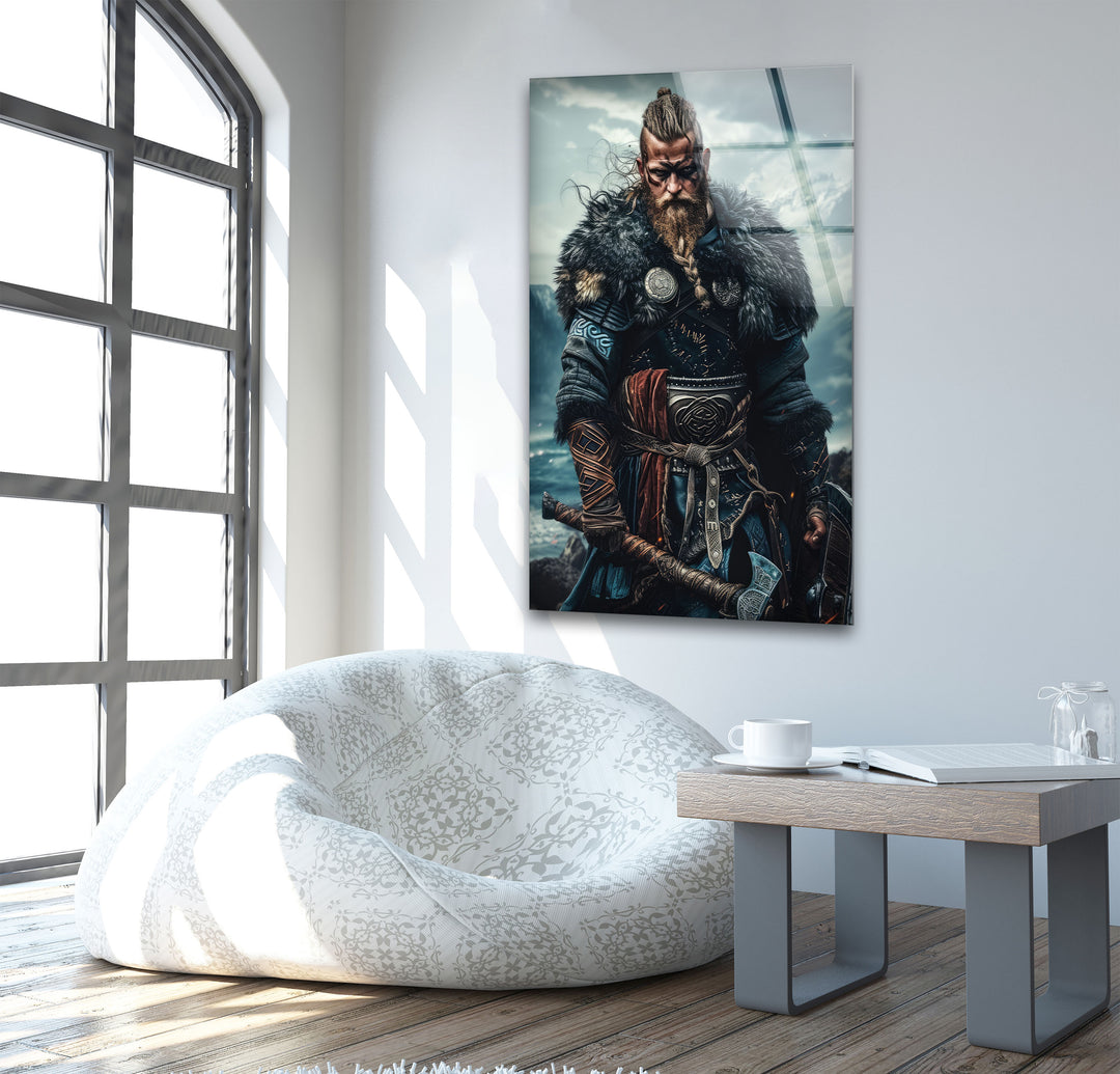 Vikings Ragnar Glass Wall Art, photo print on glass, prints on glass wall art