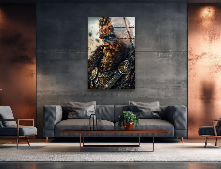 Vikings Man Portrait Glass Wall Art large glass photo prints, glass wall photos
