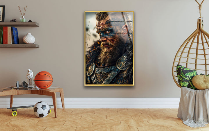 Vikings Man Portrait Glass Wall Art art glass wall art, glass wall art pictures
