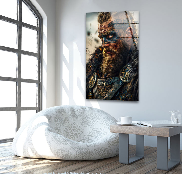 Vikings Man Portrait Glass Wall Art Glass Printing Wall Art, Print photos on glass
