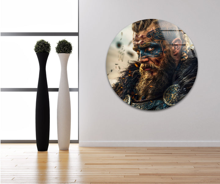 Vikings Man Portrait Glass Wall Art glass photo prints, glass picture prints
