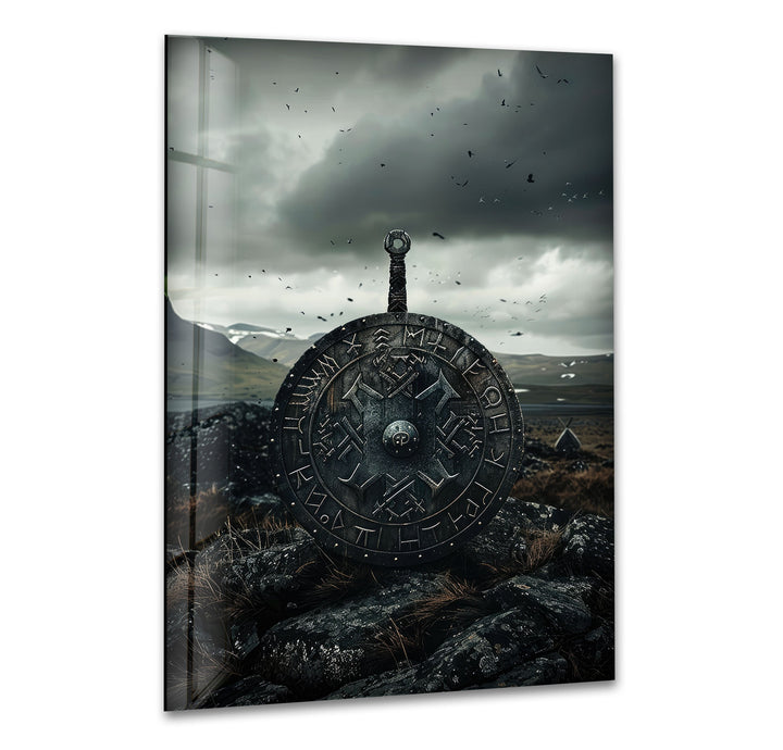 Vikings Valhalla Shields Glass Wall Art Glass Printing Wall Art, Print photos on glass
