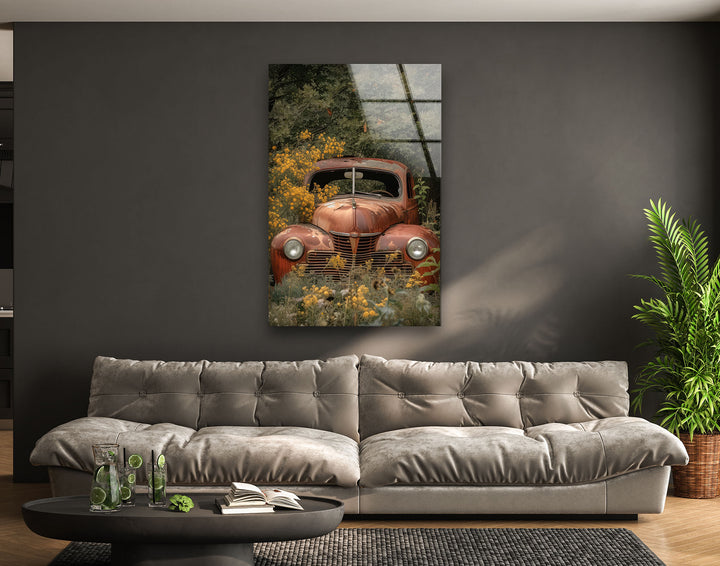 Rusty Car Modern Glass Art & Cool Wall Art