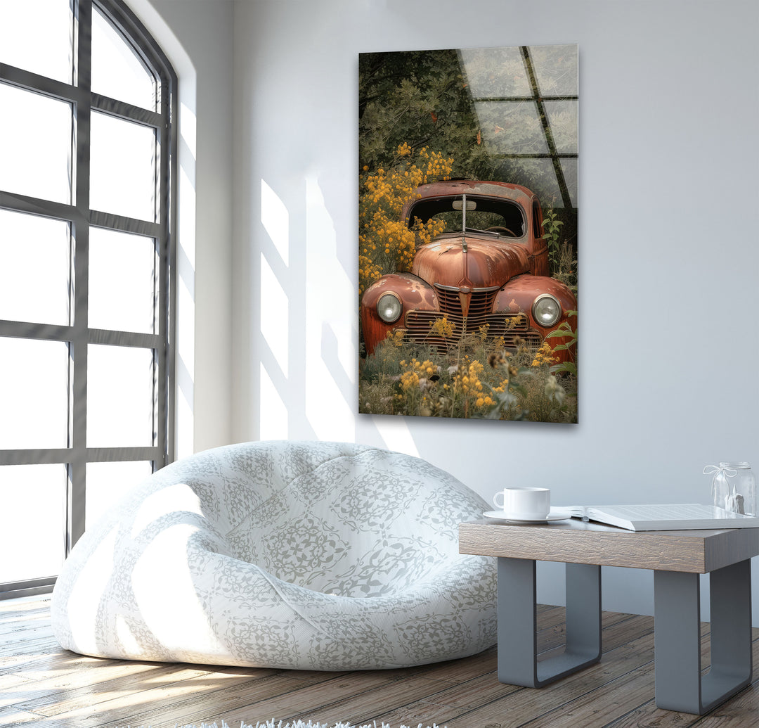 Rusty Car Glass Wall Decor & Cool Artwork