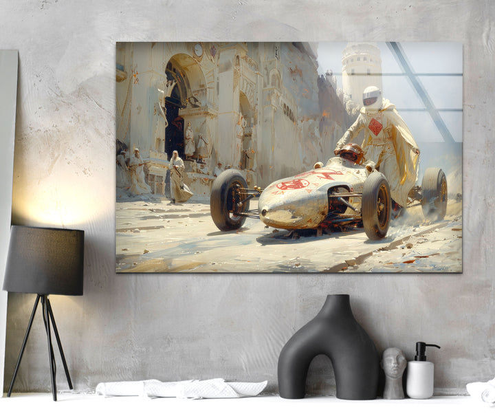 Vintage F1 Race Car Tempered Glass Art & Cool Abstract