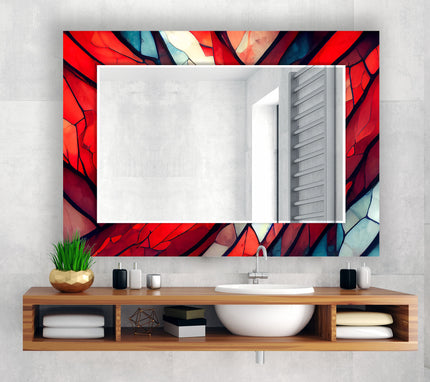 Abstract Tempered Glass Wall Mirror