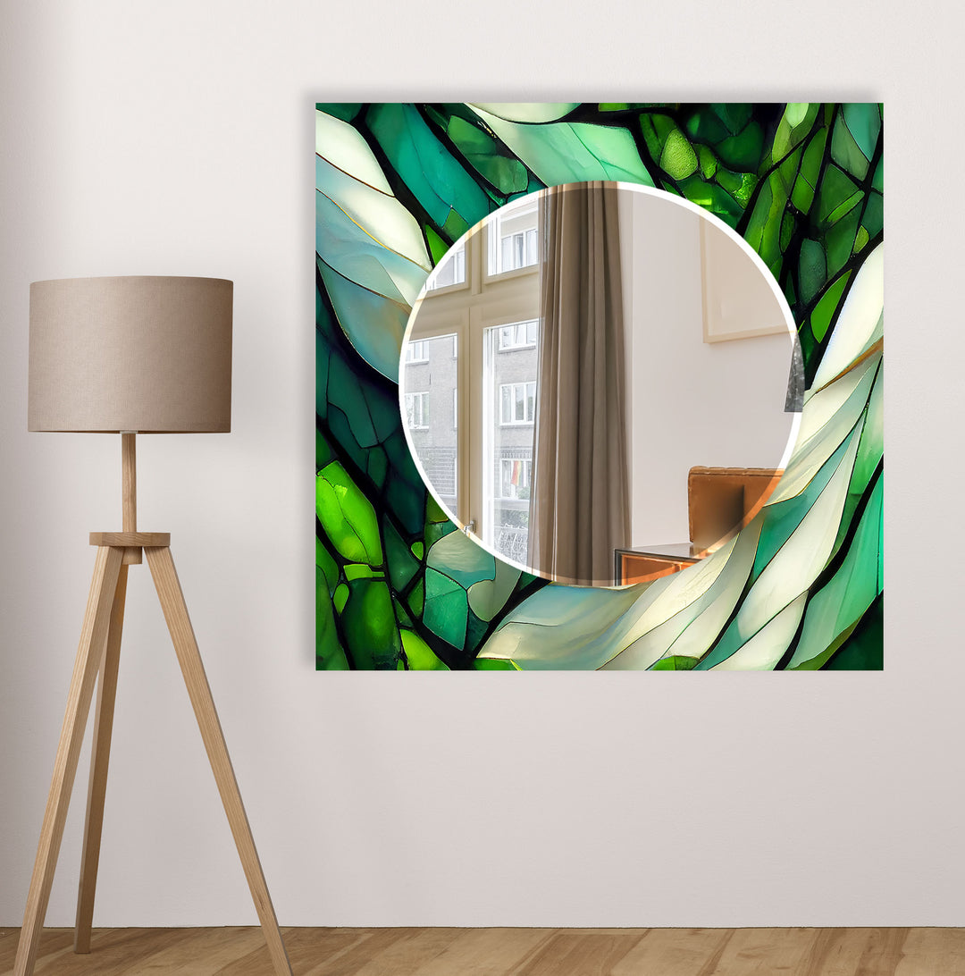 Green and White Abstract Wall Mirror Green and White Abstract Wall Mirror