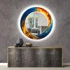 Abstract Tempered Glass Wall Mirror